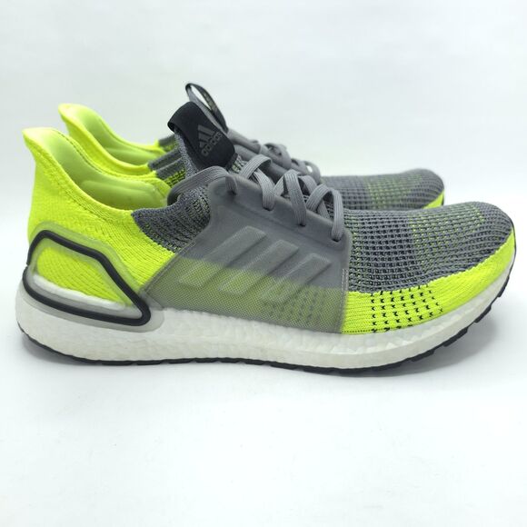 Adidas UltraBoost 19 EF1343 Running Shoes Gray Yellow Athletic Sneakers Mens 12